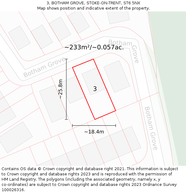 3, BOTHAM GROVE, STOKE-ON-TRENT, ST6 5NX: Plot and title map
