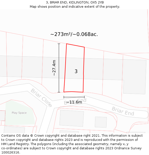 3, BRIAR END, KIDLINGTON, OX5 2YB: Plot and title map