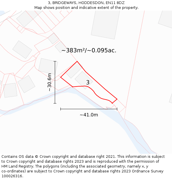 3, BRIDGEWAYS, HODDESDON, EN11 8DZ: Plot and title map