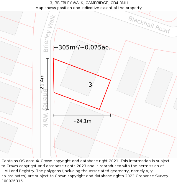 3, BRIERLEY WALK, CAMBRIDGE, CB4 3NH: Plot and title map