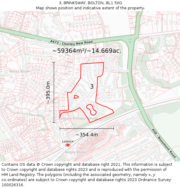 3, BRINKSWAY, BOLTON, BL1 5XG: Plot and title map