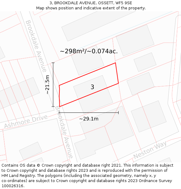 3, BROOKDALE AVENUE, OSSETT, WF5 9SE: Plot and title map