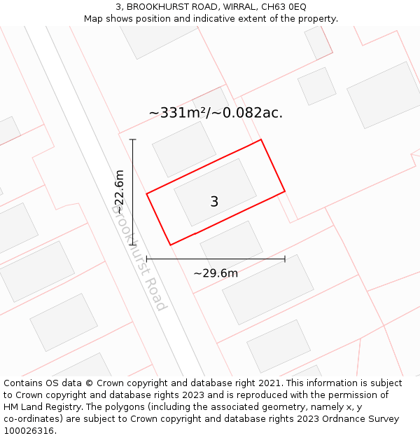 3, BROOKHURST ROAD, WIRRAL, CH63 0EQ: Plot and title map