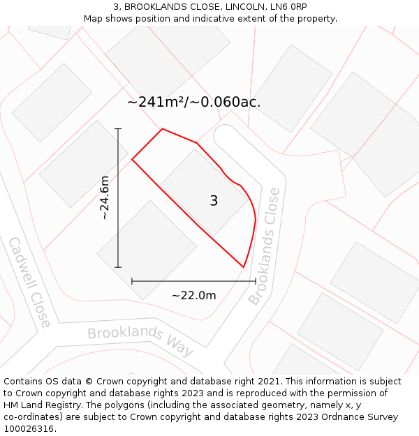 3, BROOKLANDS CLOSE, LINCOLN, LN6 0RP: Plot and title map