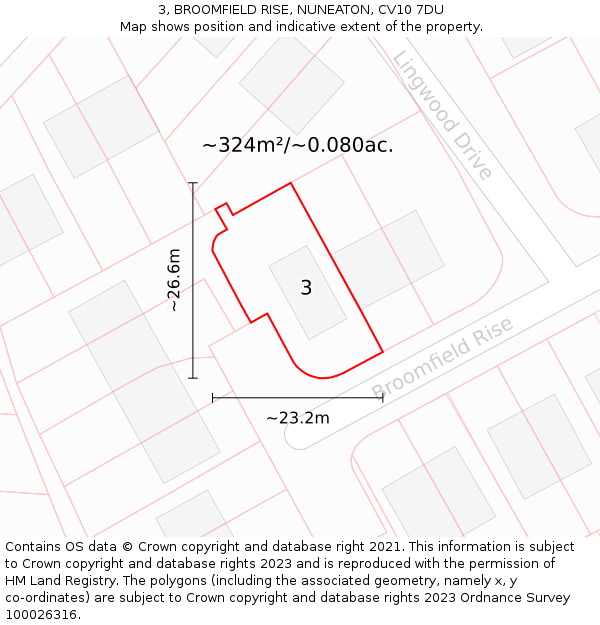 3, BROOMFIELD RISE, NUNEATON, CV10 7DU: Plot and title map