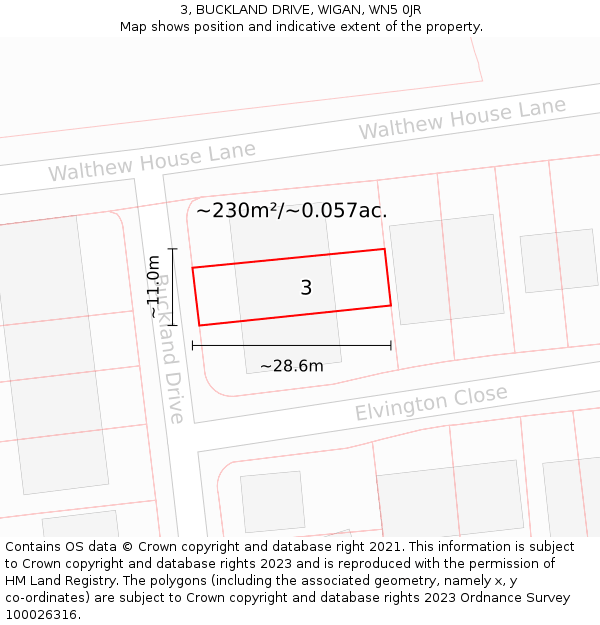 3, BUCKLAND DRIVE, WIGAN, WN5 0JR: Plot and title map