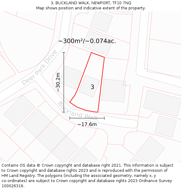 3, BUCKLAND WALK, NEWPORT, TF10 7NQ: Plot and title map