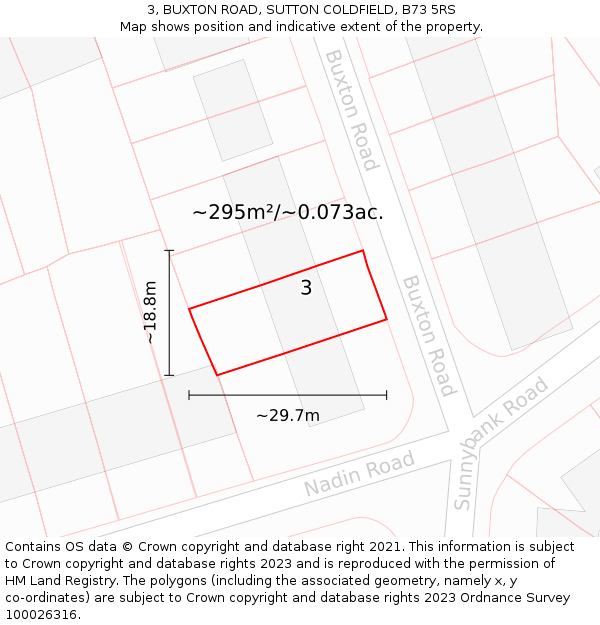 3, BUXTON ROAD, SUTTON COLDFIELD, B73 5RS: Plot and title map