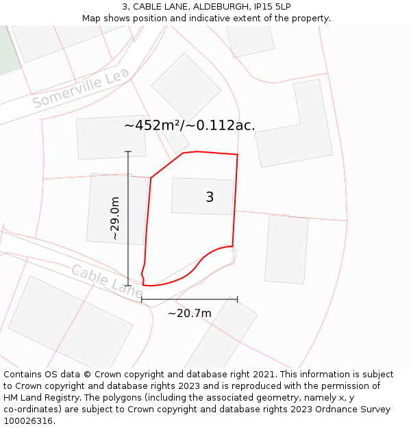 3, CABLE LANE, ALDEBURGH, IP15 5LP: Plot and title map