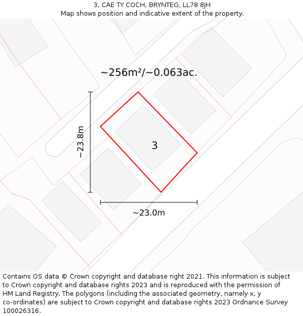 3, CAE TY COCH, BRYNTEG, LL78 8JH: Plot and title map