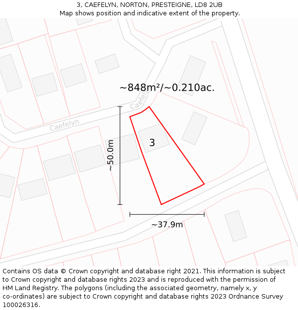 3, CAEFELYN, NORTON, PRESTEIGNE, LD8 2UB: Plot and title map