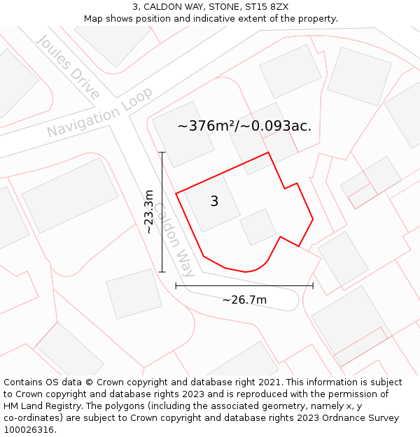 3, CALDON WAY, STONE, ST15 8ZX: Plot and title map