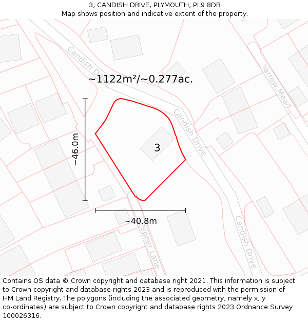 3, CANDISH DRIVE, PLYMOUTH, PL9 8DB: Plot and title map