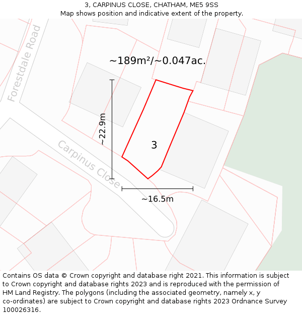 3, CARPINUS CLOSE, CHATHAM, ME5 9SS: Plot and title map