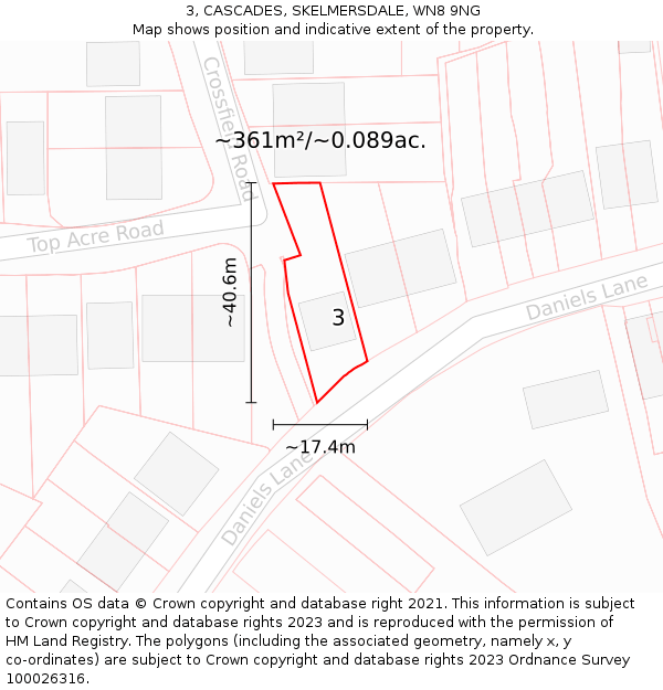 3, CASCADES, SKELMERSDALE, WN8 9NG: Plot and title map