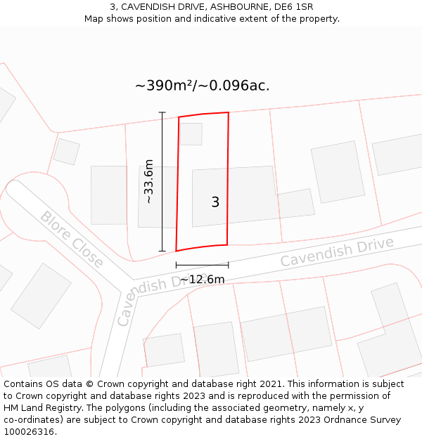 3, CAVENDISH DRIVE, ASHBOURNE, DE6 1SR: Plot and title map