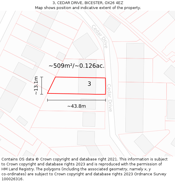 3, CEDAR DRIVE, BICESTER, OX26 4EZ: Plot and title map