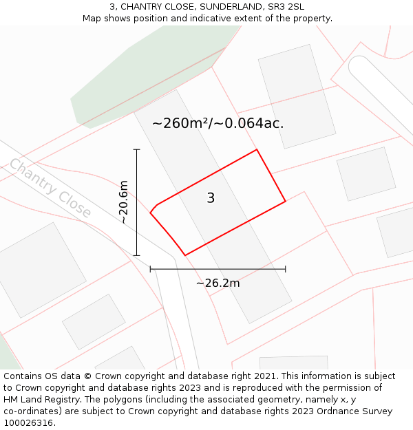 3, CHANTRY CLOSE, SUNDERLAND, SR3 2SL: Plot and title map