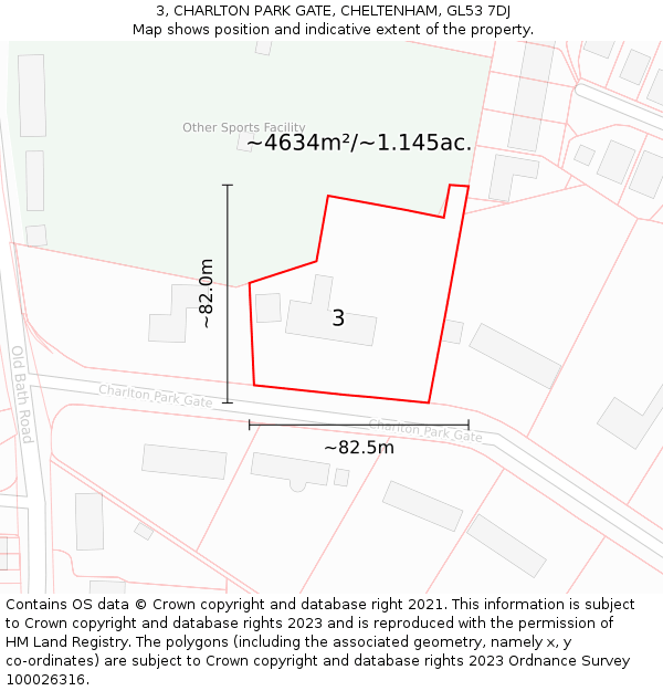 3, CHARLTON PARK GATE, CHELTENHAM, GL53 7DJ: Plot and title map