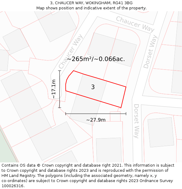 3, CHAUCER WAY, WOKINGHAM, RG41 3BG: Plot and title map