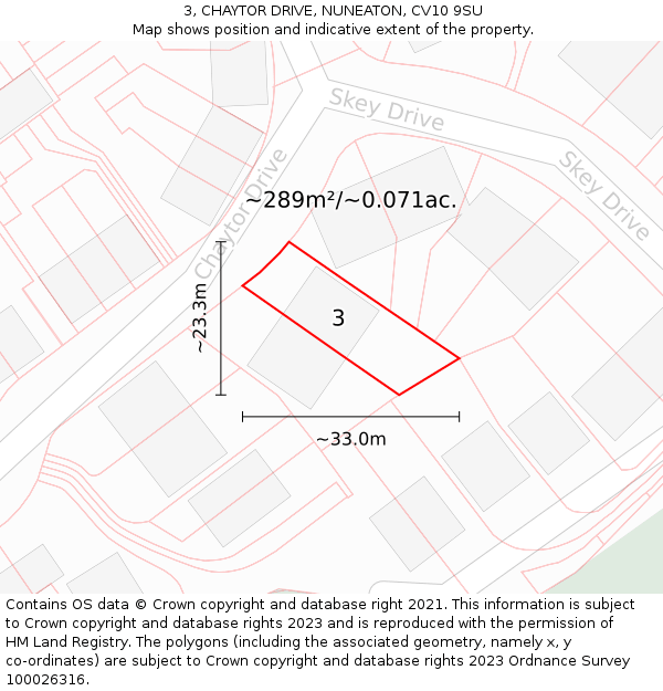 3, CHAYTOR DRIVE, NUNEATON, CV10 9SU: Plot and title map