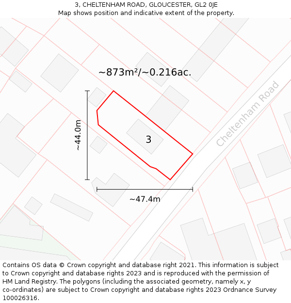 3, CHELTENHAM ROAD, GLOUCESTER, GL2 0JE: Plot and title map