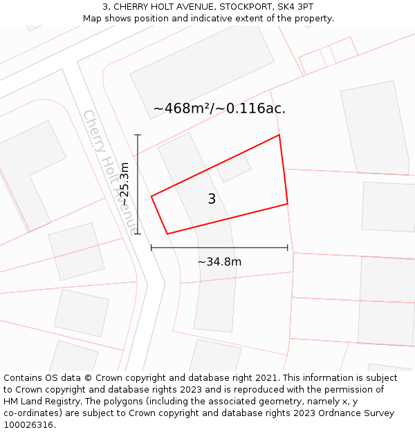 3, CHERRY HOLT AVENUE, STOCKPORT, SK4 3PT: Plot and title map