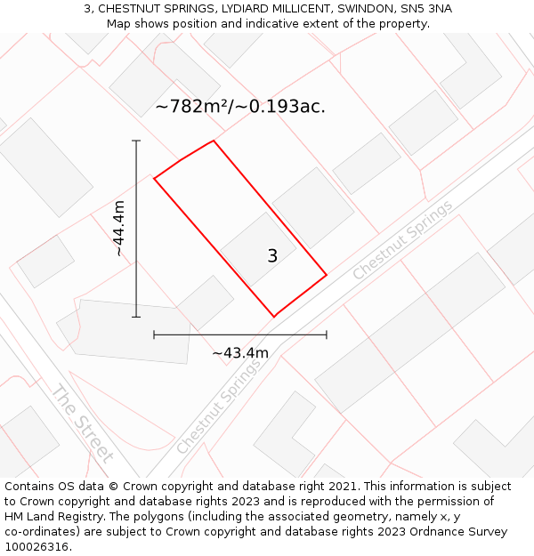 3, CHESTNUT SPRINGS, LYDIARD MILLICENT, SWINDON, SN5 3NA: Plot and title map