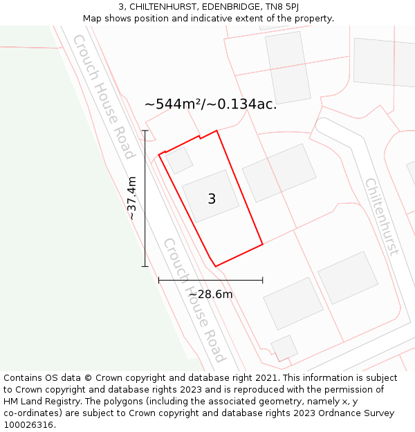 3, CHILTENHURST, EDENBRIDGE, TN8 5PJ: Plot and title map