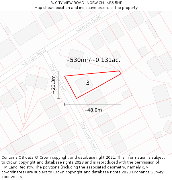 3, CITY VIEW ROAD, NORWICH, NR6 5HP: Plot and title map