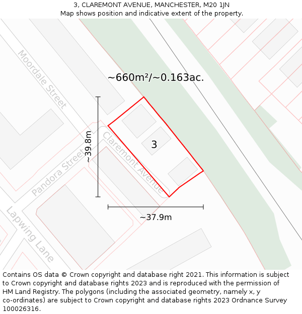 3, CLAREMONT AVENUE, MANCHESTER, M20 1JN: Plot and title map