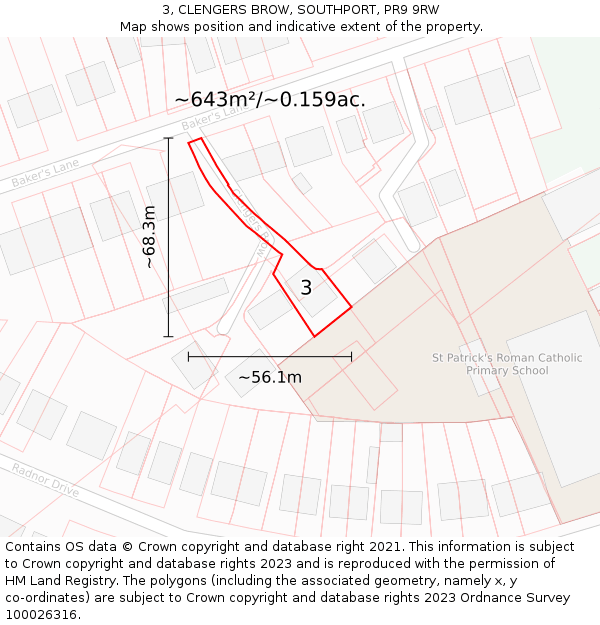 3, CLENGERS BROW, SOUTHPORT, PR9 9RW: Plot and title map