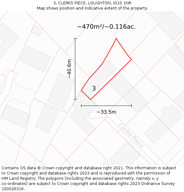 3, CLERKS PIECE, LOUGHTON, IG10 1NR: Plot and title map