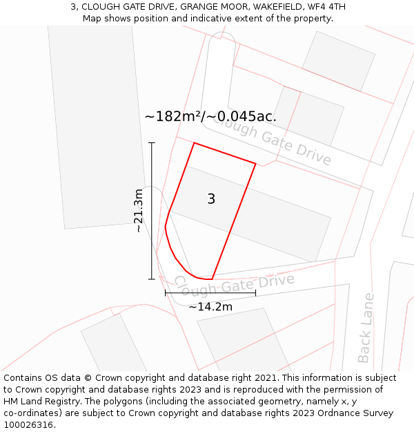 3, CLOUGH GATE DRIVE, GRANGE MOOR, WAKEFIELD, WF4 4TH: Plot and title map