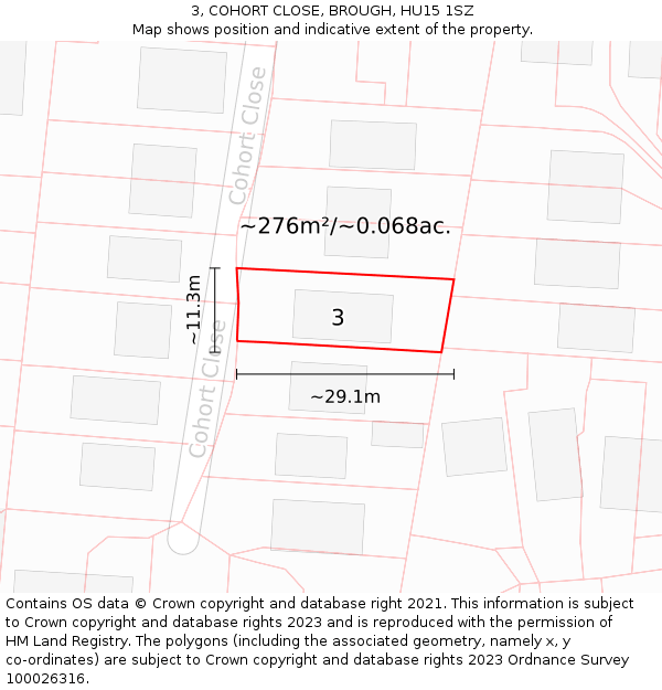 3, COHORT CLOSE, BROUGH, HU15 1SZ: Plot and title map