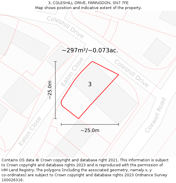 3, COLESHILL DRIVE, FARINGDON, SN7 7FE: Plot and title map