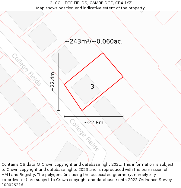 3, COLLEGE FIELDS, CAMBRIDGE, CB4 1YZ: Plot and title map