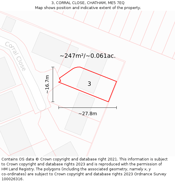 3, CORRAL CLOSE, CHATHAM, ME5 7EQ: Plot and title map