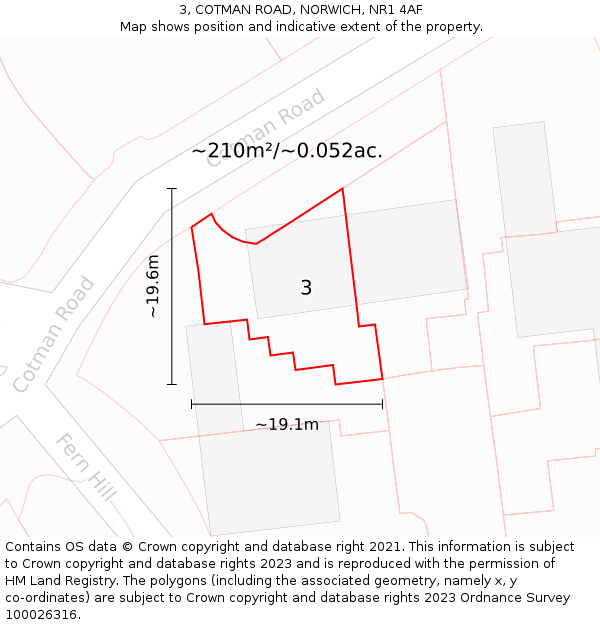 3, COTMAN ROAD, NORWICH, NR1 4AF: Plot and title map