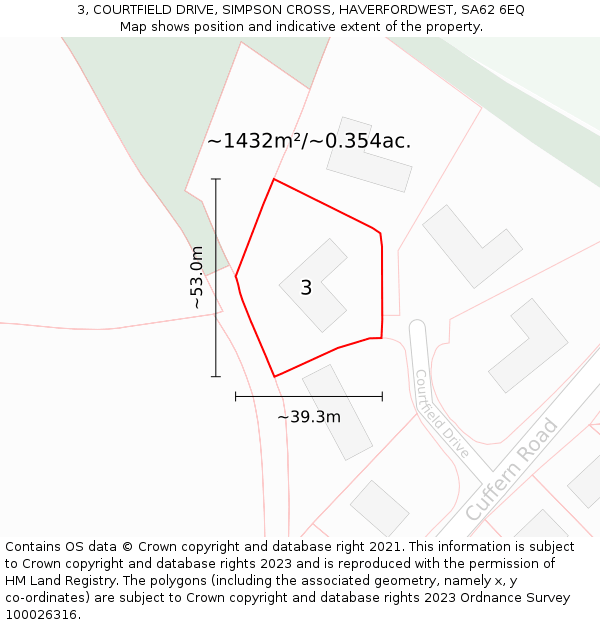 3, COURTFIELD DRIVE, SIMPSON CROSS, HAVERFORDWEST, SA62 6EQ: Plot and title map