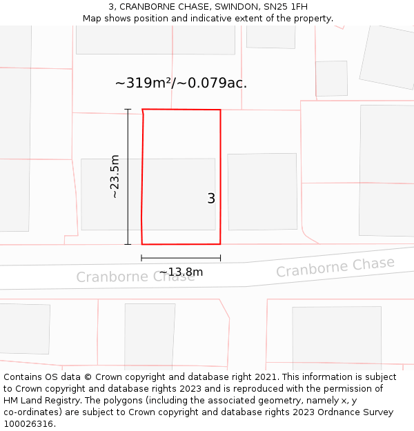 3, CRANBORNE CHASE, SWINDON, SN25 1FH: Plot and title map