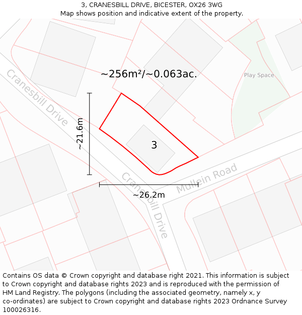 3, CRANESBILL DRIVE, BICESTER, OX26 3WG: Plot and title map