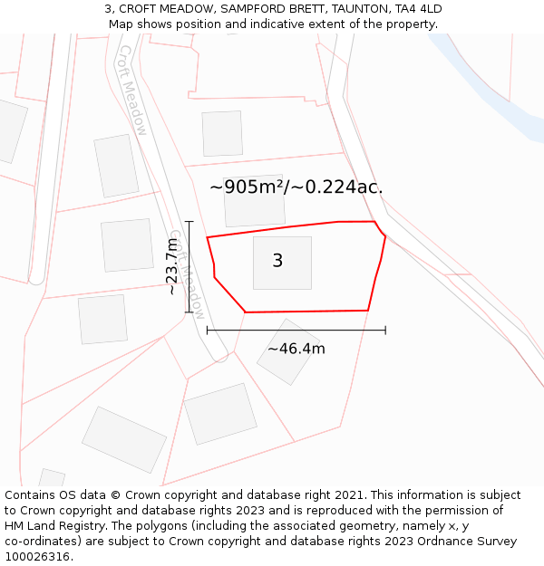 3, CROFT MEADOW, SAMPFORD BRETT, TAUNTON, TA4 4LD: Plot and title map