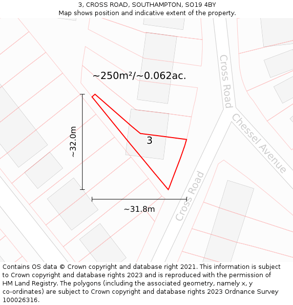 3, CROSS ROAD, SOUTHAMPTON, SO19 4BY: Plot and title map