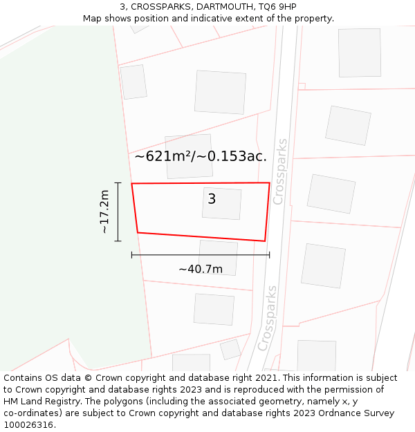 3, CROSSPARKS, DARTMOUTH, TQ6 9HP: Plot and title map