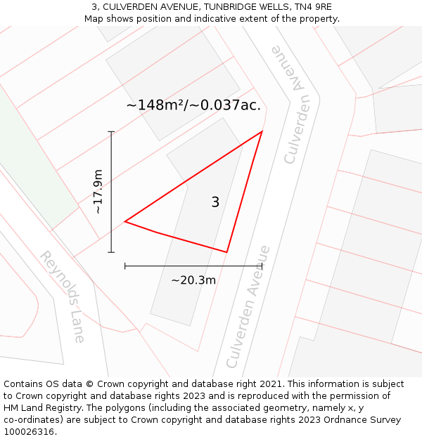 3, CULVERDEN AVENUE, TUNBRIDGE WELLS, TN4 9RE: Plot and title map