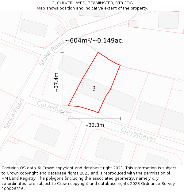 3, CULVERHAYES, BEAMINSTER, DT8 3DG: Plot and title map