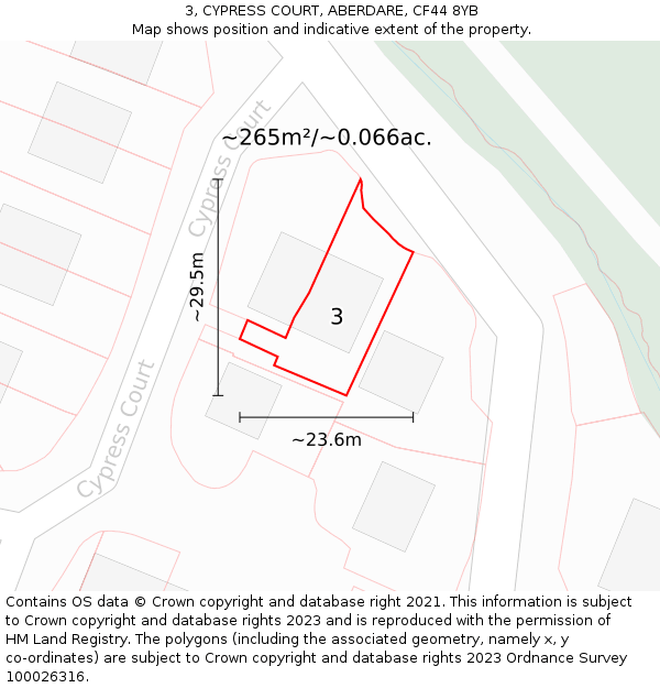 3, CYPRESS COURT, ABERDARE, CF44 8YB: Plot and title map