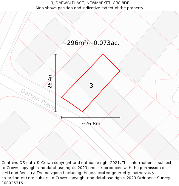 3, DARWIN PLACE, NEWMARKET, CB8 8DF: Plot and title map