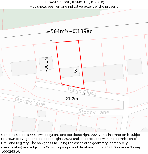 3, DAVID CLOSE, PLYMOUTH, PL7 2BQ: Plot and title map